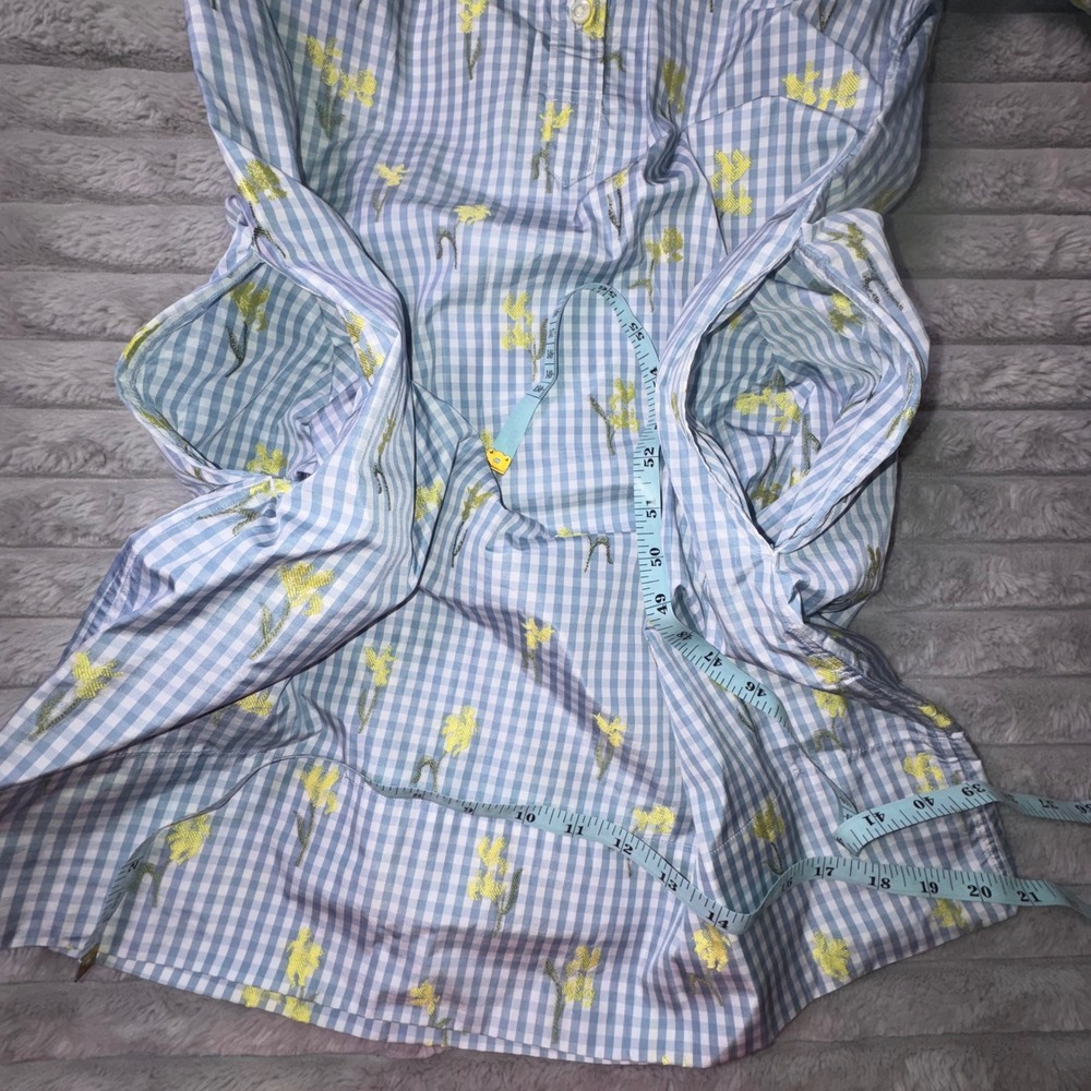 Ann Mashburn Women's Small Blue Gingham Floral Popover Shirt Dress Pockets Swish - Picture 7 of 14